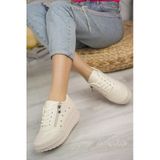 AlbiShoes Kadın Yüksek Taban 3 CM Fermuarlı Şık Günlük Dört Mevsim Hafif Rahat Sneaker Spor Ayakkabı