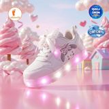 Albishoes Kız Bebek Çocuk Yazlık Hafif Rahat Yumuşak Taban Cırt Cırtlı Işıklı Sneaker Spor Ayakkabı - Beyaz
