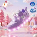 Albishoes Kız Bebek Çocuk Yazlık Hafif Rahat Yumuşak Taban Cırt Cırtlı Işıklı Sneaker Spor Ayakkabı - Lila