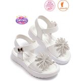 Albishoes Kız Çocuk Cırt Cırtlı Yazlık Günlük Düğün Kız Çocuk Sandalet Rahat Yumuşak Taban Ayakkabı - Beyaz