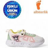 Albishoes Kız Çocuk Kuromi Figürlü Cırtlı Işıklı Mevsimlik Kışlık Çocuk Okul Sneaker Spor Ayakkabı - Beyaz
