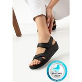 Albishoes Liza Siyah Tek Bantlı Anatomik Kadın Sandalet