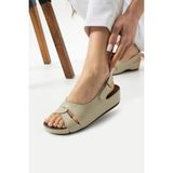Albishoes Stride Krem Kadın Anatomik Tabanlı Topuklu Şık Sandalet