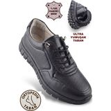 Albishoes Tam Ortopedik Hakiki Deri Kadın Anne Yumuşak Rahat Günlük Ayakkabı Konfor Kaymaz Taban - Siyah