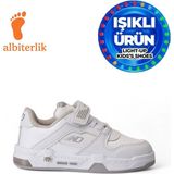 Albishoes Unisex Çocuk Basket Cırtlı 4 Mevsim Kışlık Işıklı Günlük Okul Sneaker Çocuk Spor Ayakkabı (Beyaz)