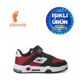 Albishoes Unisex Çocuk Basket Cırtlı 4 Mevsim Kışlık Işıklı Günlük Okul Sneaker Çocuk Spor Ayakkabı (Siyah-Kırmızı)