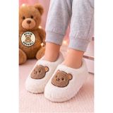 AlbiShoes Unisex Çocuk Bebek Panduf Ev Patiği Ayıcık Ev Kreş Ayakkabı Sıcacık Çocuk Panduf Patik