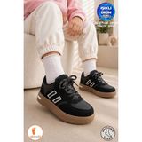 Albishoes Unisex Erkek Kız Çocuk Bağcıklı Cırt Cırtlı Işıklı Rahat Okul Günlük Sneaker Spor Ayakkabı - Siyah