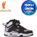 Albishoes Unisex Erkek Kız Çocuk Basket Boğazlı Cırtlı 4 Mevsim Işıklı Kışlık Çocuk Spor Ayakkabı - Siyah - Buz
