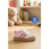 Albishoes Unisex Erkek - Kız - Çocuk Bebek Işıklı Cırtlı Okul Ayakkabısı Sneaker Çocuk Spor Ayakkabı - Beyaz - Pembe