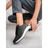 Albishoes Unisex Kışlık Mevsimlik Sneaker Rahat Taban Günlük Kadın Erkek Cilt Sneaker Spor Ayakkabı - Siyah - Beyaz