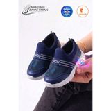 Albishoes Unisex Kız Erkek Bebek Bağcıksız Işıklı Kolay Giyim Fileli Yazlık Sneaker Spor Ayakkabı - Lacivert