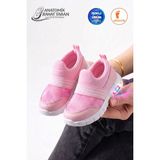 Albishoes Unisex Kız Erkek Bebek Bağcıksız Işıklı Kolay Giyim Fileli Yazlık Sneaker Spor Ayakkabı - Pembe
