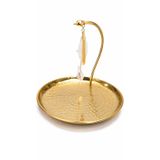Albrifn Lalezar Çaycı Model, Altın Rengi Metal Yuvarlak Servis, 23cm Çap, 18cm Yükseklik, Sofra İçin Şık ve Exclusive Tasarım, biblo tepsi, hediyelik eşya
