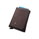 ALC Collection Hakiki Deri Mekanizmalı Renk Seçenekli Kadın ve Erkek Kartlık Cüzdan (Parlak Kahverengi (Floter))