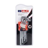 ALC Profesyonel 9 Parça Torx Yıldız Alyen Anahtar Takımı - CR-V Paslanmaz Çelik - Kısa Tip Set