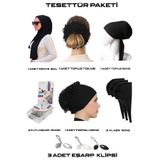 alcanavm Tesettür Paketi 12 Parça ( Penye Şal,topuz Tokası ,dikişli Bone, Fırfırlı Bone ,eşarp Iğnesi ,klips