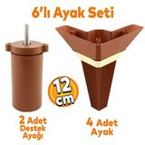 Alcazar Kose 6Li Set Mobilya Tv Unitesi Cekyat Koltuk Kanepe Destek Ayagi 12 Cm Kahve M8 Civatali
