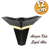 Alcazar Lüks Mobilya Kanepe Sehpa Tv Ünitesi Koltuk Ayağı Baza Ayakları Köşe 12 Cm Siyah Altın