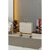 ALCHAİR Almira 70x110 Traverten Desen Açılabilir Katlanabilir Tekerlekli Mutfak Çalışma Masası