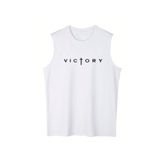 ALCİNOUS Baskılı Beyaz Erkek Pamuklu Antrenman Sporcu Atleti Oversize Kolsuz T-Shirt