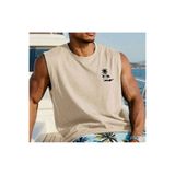 ALCİNOUS Erkek Pamuklu Bisiklet Yaka Antrenman Sporcu Atleti Oversize Kolsuz T-Shirt
