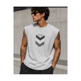 ALCİNOUS GRİ Perseverance Baskılı Kolsuz tshirt Erkek Sıfır Kol Giyim Spor Giyim Oversize T-SHİRT
