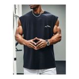 ALCİNOUS SİYAH Baskılı Kolsuz tshirt Erkek Sıfır Kol Giyim Spor Giyim Oversize Atlet