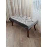 AldaGelsin 100 cm Kapitoneli Ayak Ucu Kapı Önü Antre Bench Puf Ceviz Ayak - 41 x 100 cm - Gri