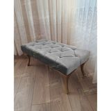 AldaGelsin 100 cm Kapitoneli Ayak Ucu Kapı Önü Antre Bench Puf Gold Ayak - 100 x 42 cm - Gri