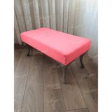 AldaGelsin 110 cm Düz Ayak Ucu Kapı Önü Antre Bench Puf Gümüş Ayak - Pembe