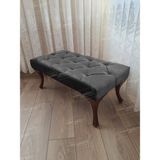 AldaGelsin 110 cm Kapitoneli Ayak Ucu Kapı Önü Antre Bench Puf Ceviz Ayak - 42 x 110 cm - Antrasit