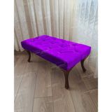 AldaGelsin 110 cm Kapitoneli Ayak Ucu Kapı Önü Antre Bench Puf Ceviz Ayak - 42 x 110 cm - Lila