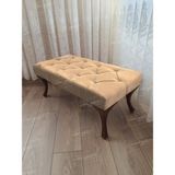 AldaGelsin 110 cm Kapitoneli Ayak Ucu Kapı Önü Antre Bench Puf Ceviz Ayak - 42 x 110 cm - Vizon