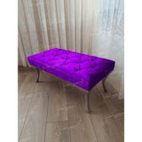 AldaGelsin 110 cm Kapitoneli Ayak Ucu Kapı Önü Antre Bench Puf Gümüş Ayak - Lila