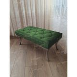 AldaGelsin 110 cm Kapitoneli Ayak Ucu Kapı Önü Antre Bench Puf Gümüş Ayak - Yeşil