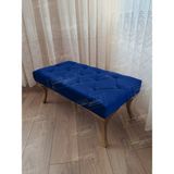 AldaGelsin 120 cm Kapitoneli Ayak Ucu Kapı Önü Antre Bench Puf Gold Ayak - 120 x 42 cm - Lacivert