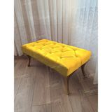 AldaGelsin 120 cm Kapitoneli Ayak Ucu Kapı Önü Antre Bench Puf Gold Ayak - 120 x 42 cm - Sarı