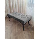 AldaGelsin 120 cm Kapitoneli Ayak Ucu Kapı Önü Antre Bench Puf Siyah Ayak - Gri