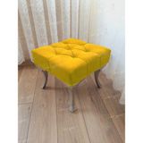 AldaGelsin 45*45 Makyaj Pufu Ayak Ucu Puf Gümüş Ayak - 45 x 45 cm - Sarı