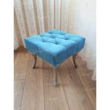 AldaGelsin 45*45 Makyaj Pufu Ayak Ucu Puf Gümüş Ayak - 45 x 45 cm - Turkuaz