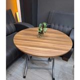 AldaGelsin 90 cm Yuvarlak Katlanır Yemek, Çalışma Ders ve Bahçe Katlanır Masası - Ceviz