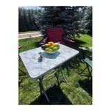 Aldagelsin Beyaz Mermer Desenli Katlanabilir Masa (60*60) Beyaz Mermer 60 Cm
