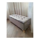 Aldagelsin Çizgi Kapitoneli Sandıklı Puf 100 Cm Gold Ayak Gri 100 X 40