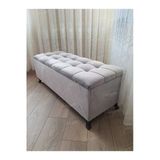 Aldagelsin Çizgi Kapitoneli Sandıklı Puf 100 Cm Siyah Ayak Gri 100 X 40