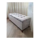 Aldagelsin Çizgi Kapitoneli Sandıklı Puf 110 Cm Ceviz Ayak Gri 110 X 42