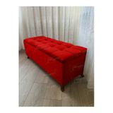 Aldagelsin Çizgi Kapitoneli Sandıklı Puf 110 Cm Ceviz Ayak Kırmızı 110 X 42