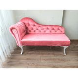 AldaGelsin Dekoratif Bihter Koltuk Josefin Puf 120 cm Beyaz Ayak - Pembe