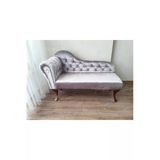Aldagelsin Dekoratif Bihter Koltuk Josefin Puf 120 Cm Ceviz Ayak Gri 120 X 48