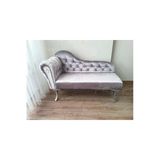 Aldagelsin Dekoratif Bihter Koltuk Josefin Puf 120 Cm Gümüş Ayak Gri 120 X 48
